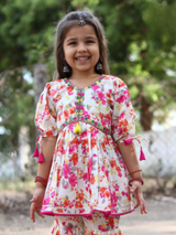 Girls Traditional Half Sleeves Sharara Set - Pink
