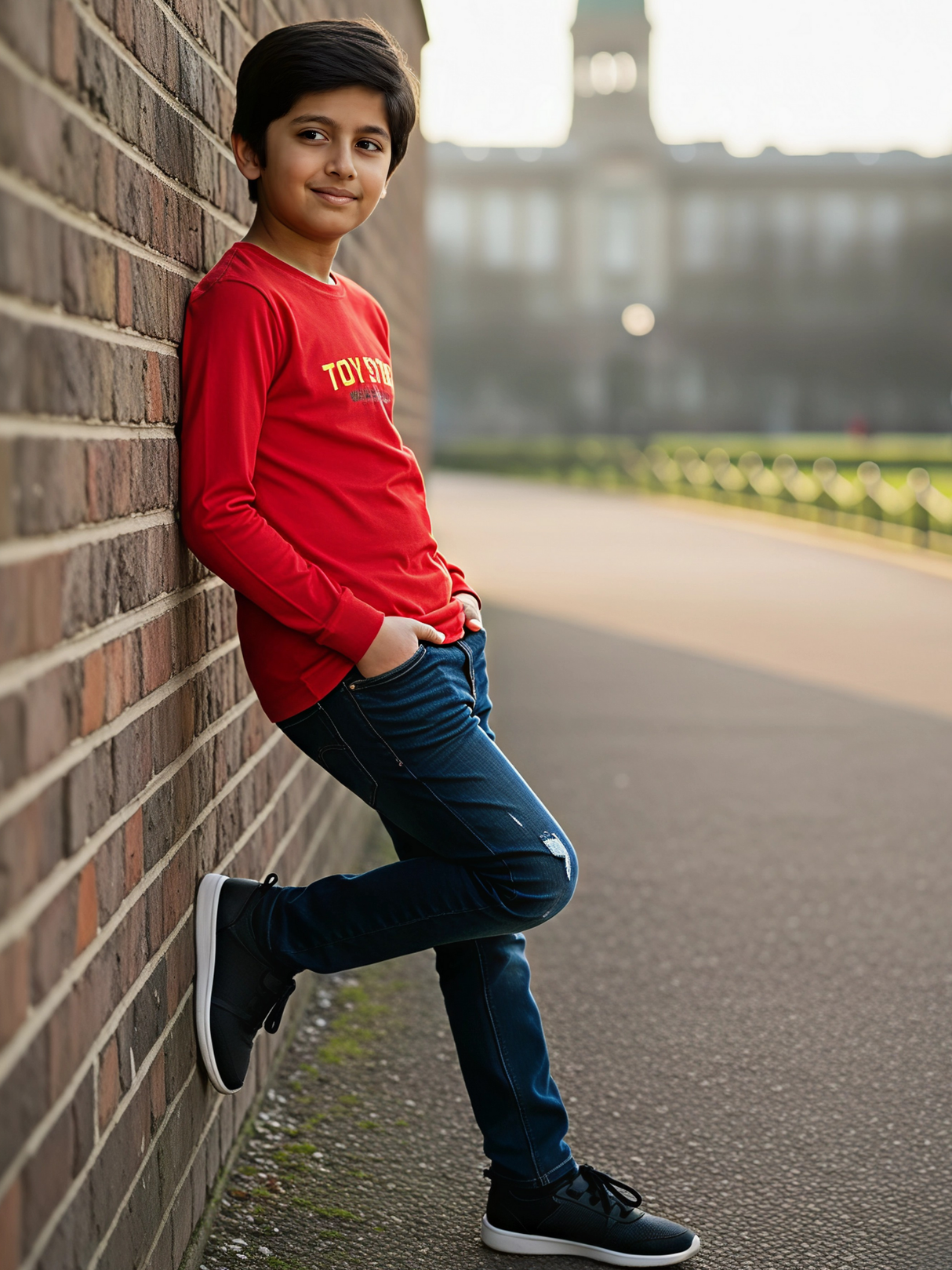 Disney Pixar Toy Story Logo Kids' Red Long Sleeve T-Shirt.