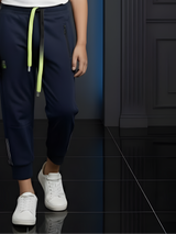 Boys' Blue Multi-Pocket Tactical Track Pants