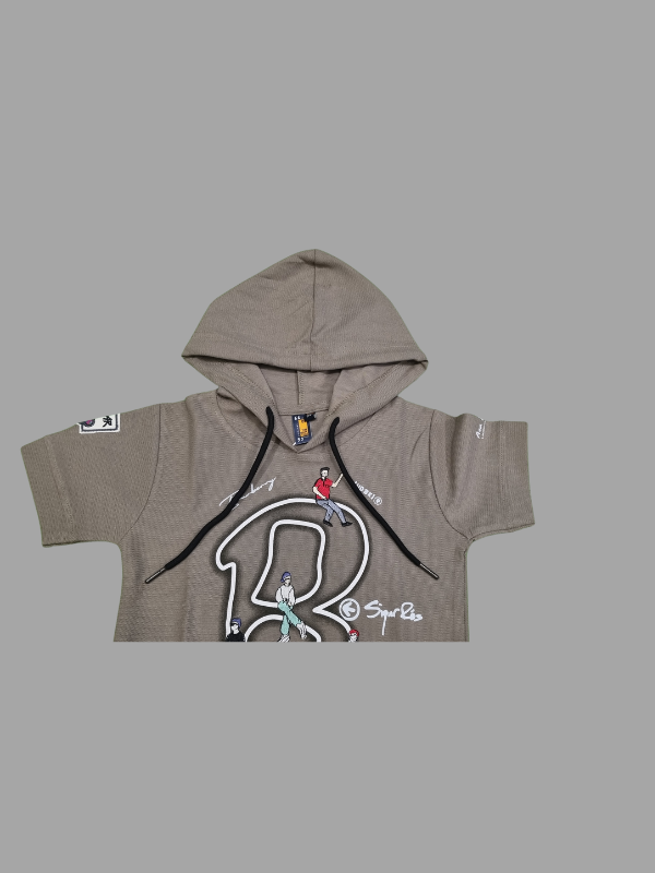 R-Graphix Street Hoodie Tee – Short Sleeve Urban Style T-Shirt for Teens -Gray