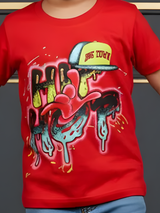 Boys' Red "HIP HOP" Graffiti Graphic T-Shirt