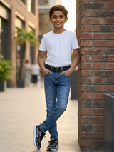 Boys' Premium Blue Slim-Fit Stretchable Denim Jeans