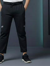 Boys' Slim-Fit Black Active Joggers with Drawstring Waist