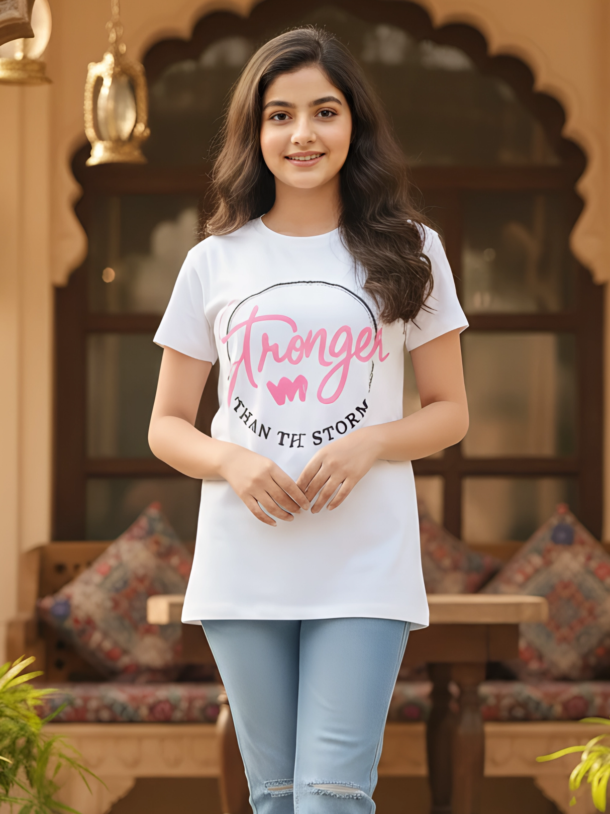 Kids' "Stronger Than The Storm" Graphic T-Shirt - White