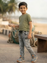 Boys' Urban Dark Grey Washed Slim-Fit Jeans