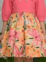 Girls Casual Printed Cotton Frocks - Pink