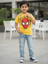 Boys' Yellow Marvel Spider-Man Mask Graphic T-Shirt.