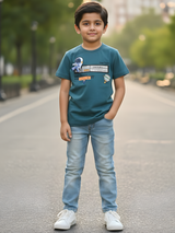 Boys' "One Tour" Astronaut Graphic T-Shirt - Deep Green