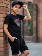 Boys' Premium Black Prada-Inspired Graphic Coordinate Set