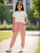 Premium Girls' Dusty Pink Slim-Fit Joggers