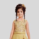 Girls Traditional Sleeves Less Long Choli - Yellow