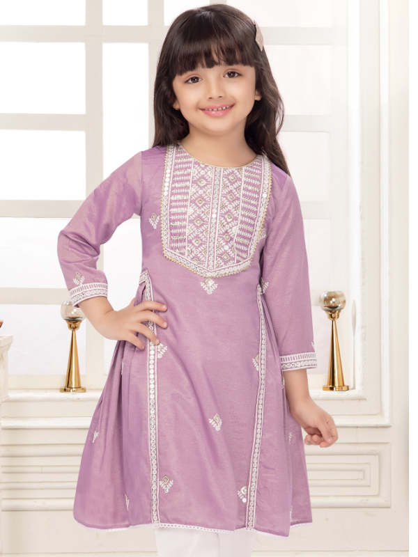 Girls Traditional 3/4th Sleeves Leggings Set - Pink