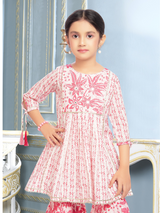 Girls Traditional 3/4th Sleeves Sharara Set - Pink