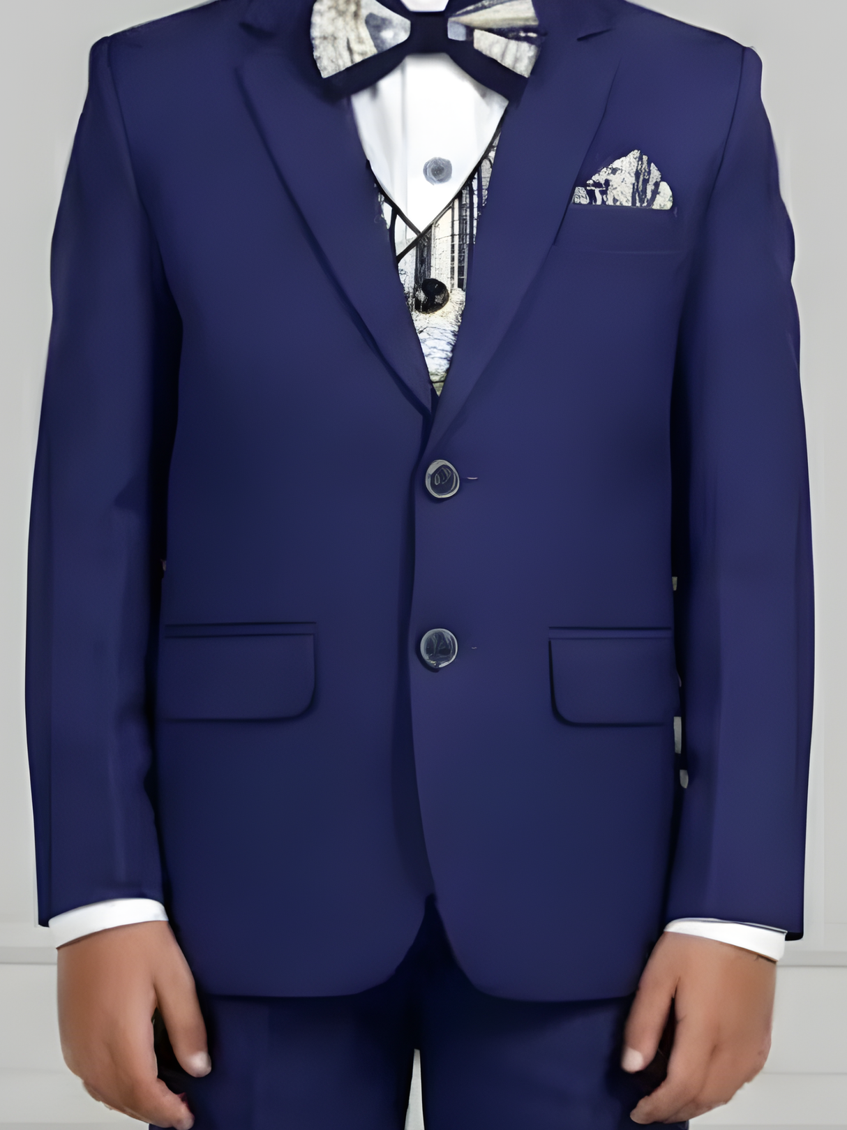 Boys' Midnight Black Textured Jodhpuri Suit with Gold Accents