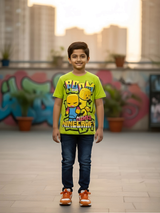 Boys Graphic Print Lime Green Cotton T-Shirt