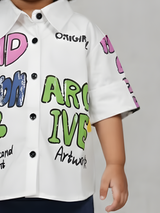 Girls White "Artive" Graffiti Graphic Button-Down Shirt