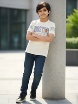 Kids' Boston Graphic Textured Cream T-Shirt