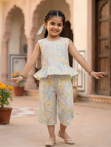 Girls Yellow Marble Swirl Cotton Co-ord Set