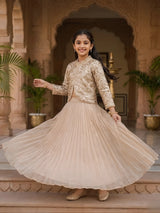 Elegant Cream Sequin Embroidered Lehenga Choli Set for Girls