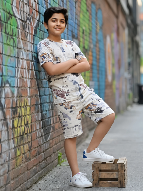 Young Legend Cream Urban Graphic Co-ord Set
