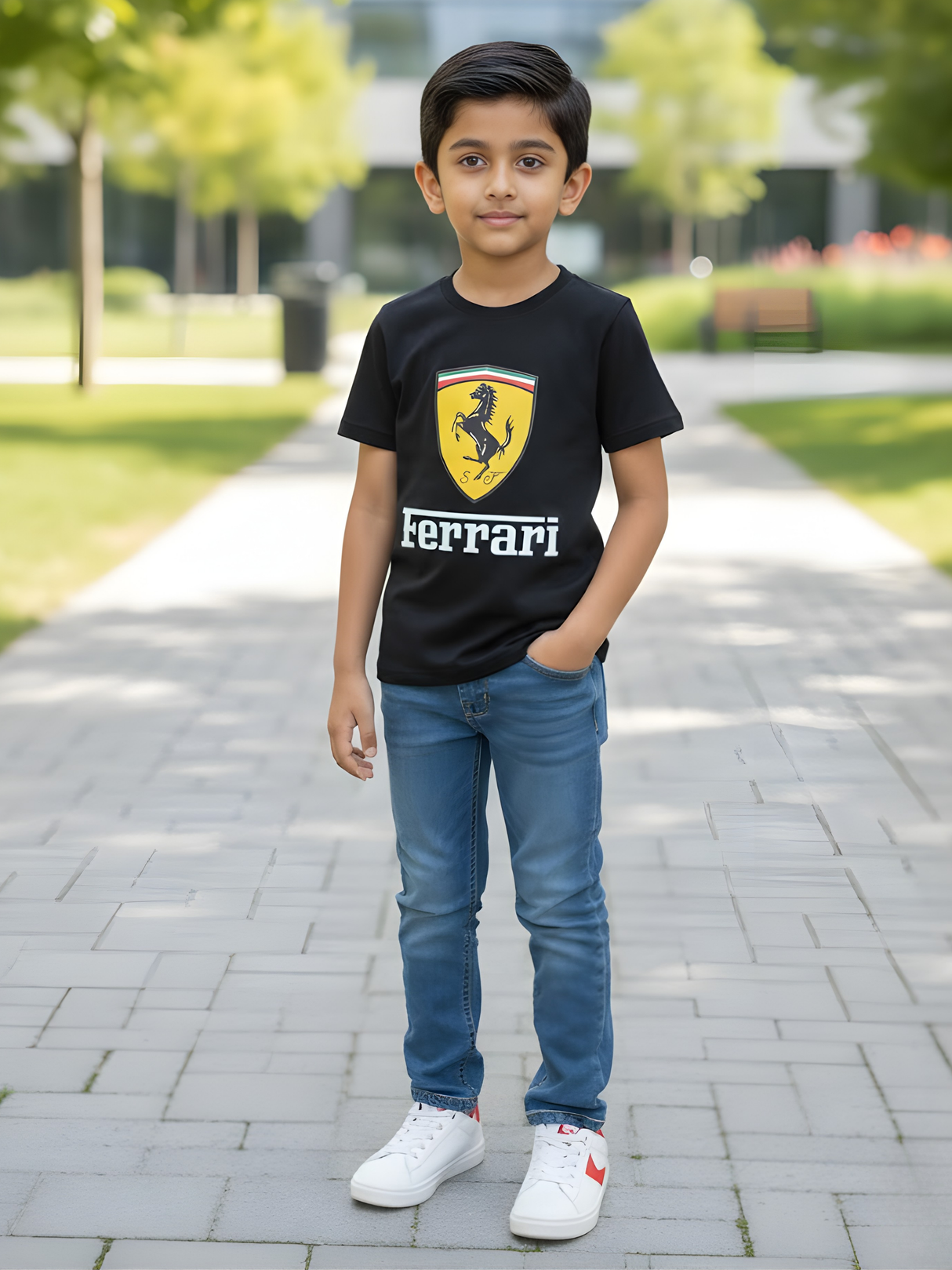 Boys' Black Racing Shield Graphic T-Shirt