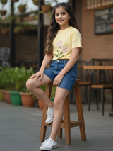 Girl's Pastel Yellow Floral Embroidered Top