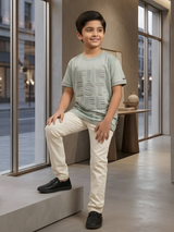 Kids Green T-Shirt – "LIFESTYLE" Embossed Design