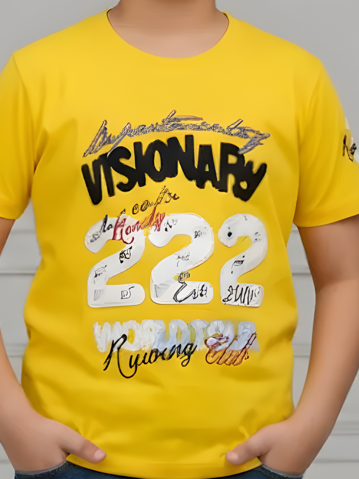 Boys' Yellow "VISIONARY" Multi-Graphic T-Shirt