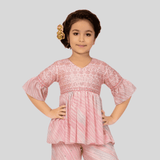 Girls Traditional 3/4th Sleeves Chuddidar Sets - Pink