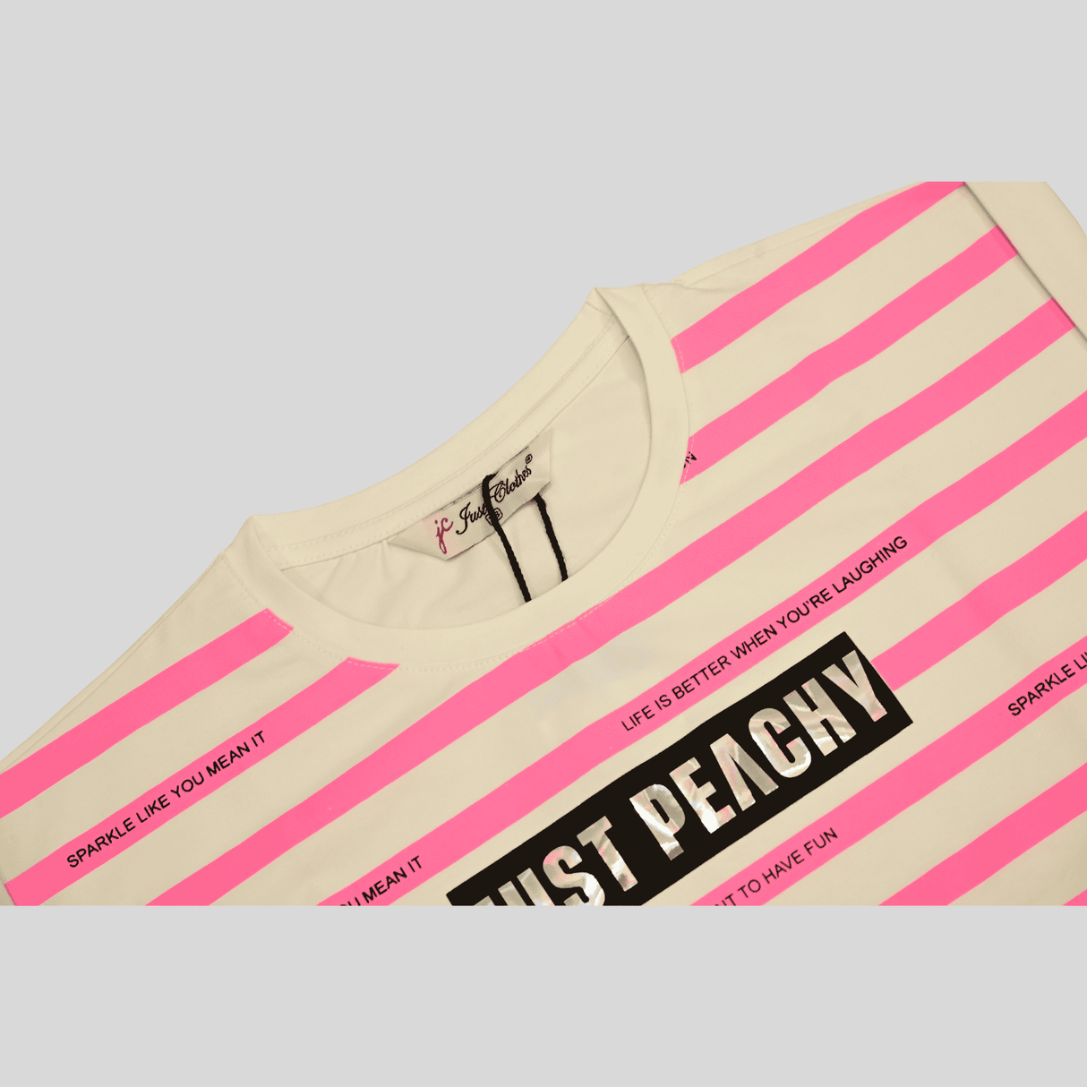 Girls Leisure Half Sleeves Stripes Regular Top - Pink