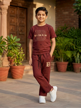 Boys’ Premium Maroon Monogram Coordinate Set