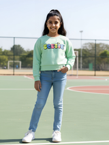 Girls' Mint Green "Bestie" Graphic Sweatshirt