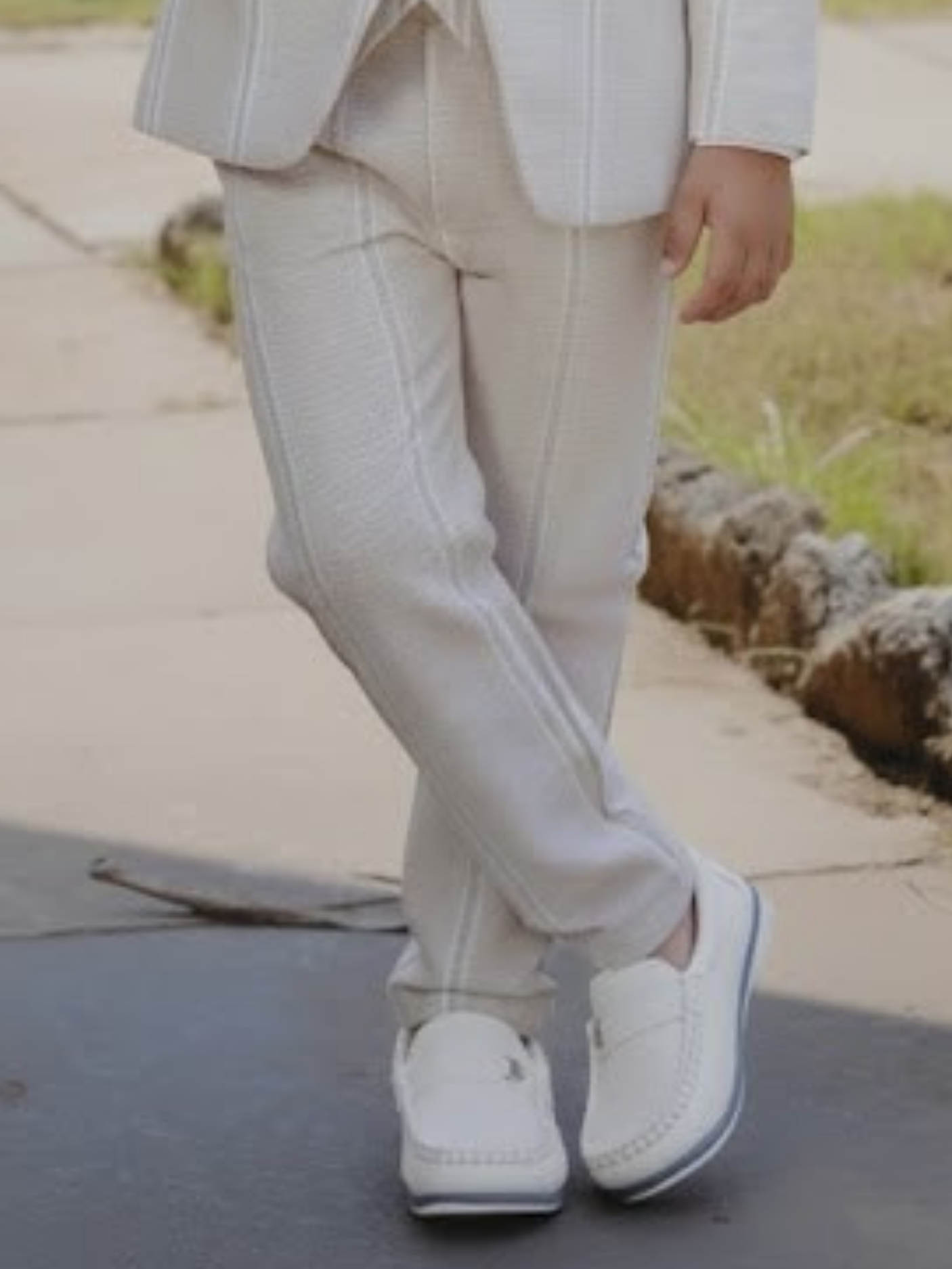 Boys’ Premium Grey Textured Coat Suit Set