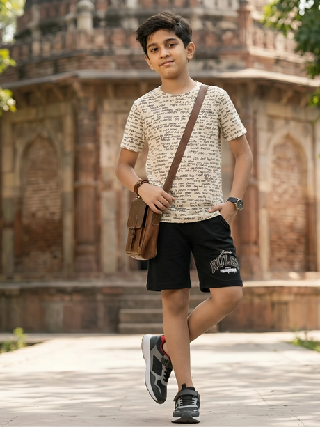 Boys' Urban Script Graffiti Coordinate Set - Cream
