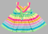 Girls Multicolor Striped Sleeveless Cotton Frock – Rainbow Style