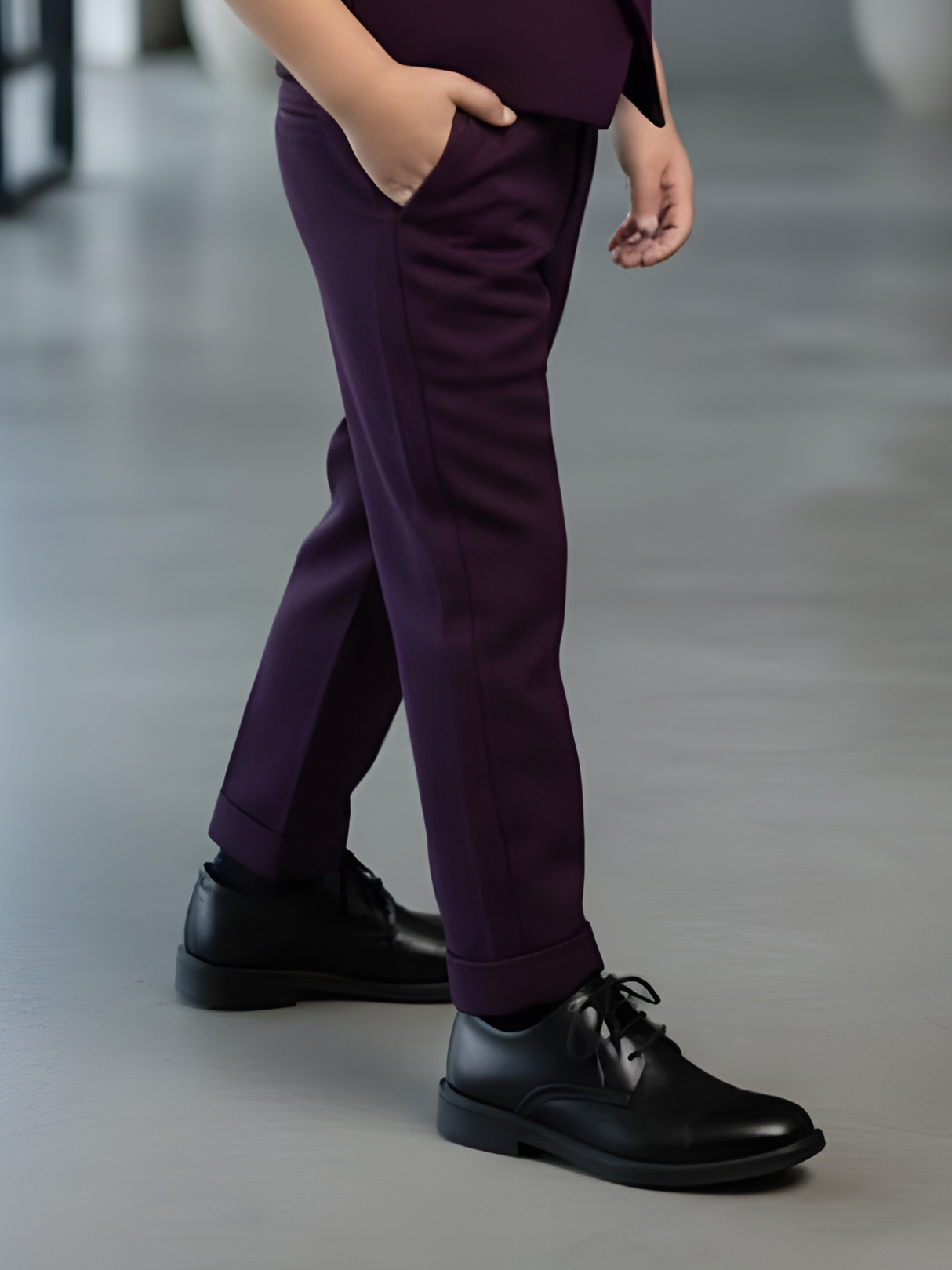 Boys' Purple Double-Breasted Waistcoat & Floral Shirt Set
