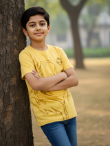 Kids' Subtle Floral Graphic T-Shirt - Sun Yellow.