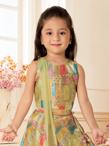 Girls Traditional Sleeves Less Short Choli - P.Green