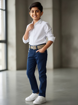 Boys Navy Blue Regular Fit Stretchable Jeans