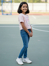 Girls' Pastel Pink Floral Doodle Crop Top