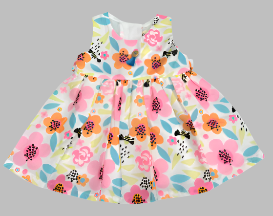 Baby girl dress cotton/Floral Sleeveless Baby Girl Dress – Soft Cotton Summer Outfit