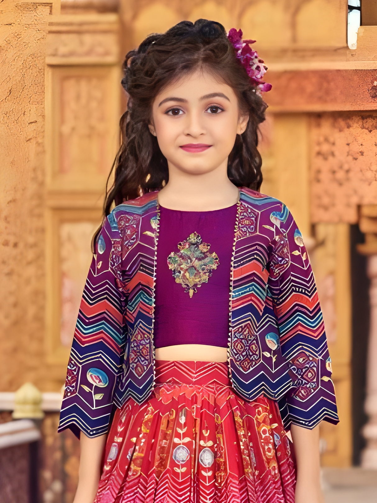 Girls' Sunny Yellow Embroidered Lehenga Set
