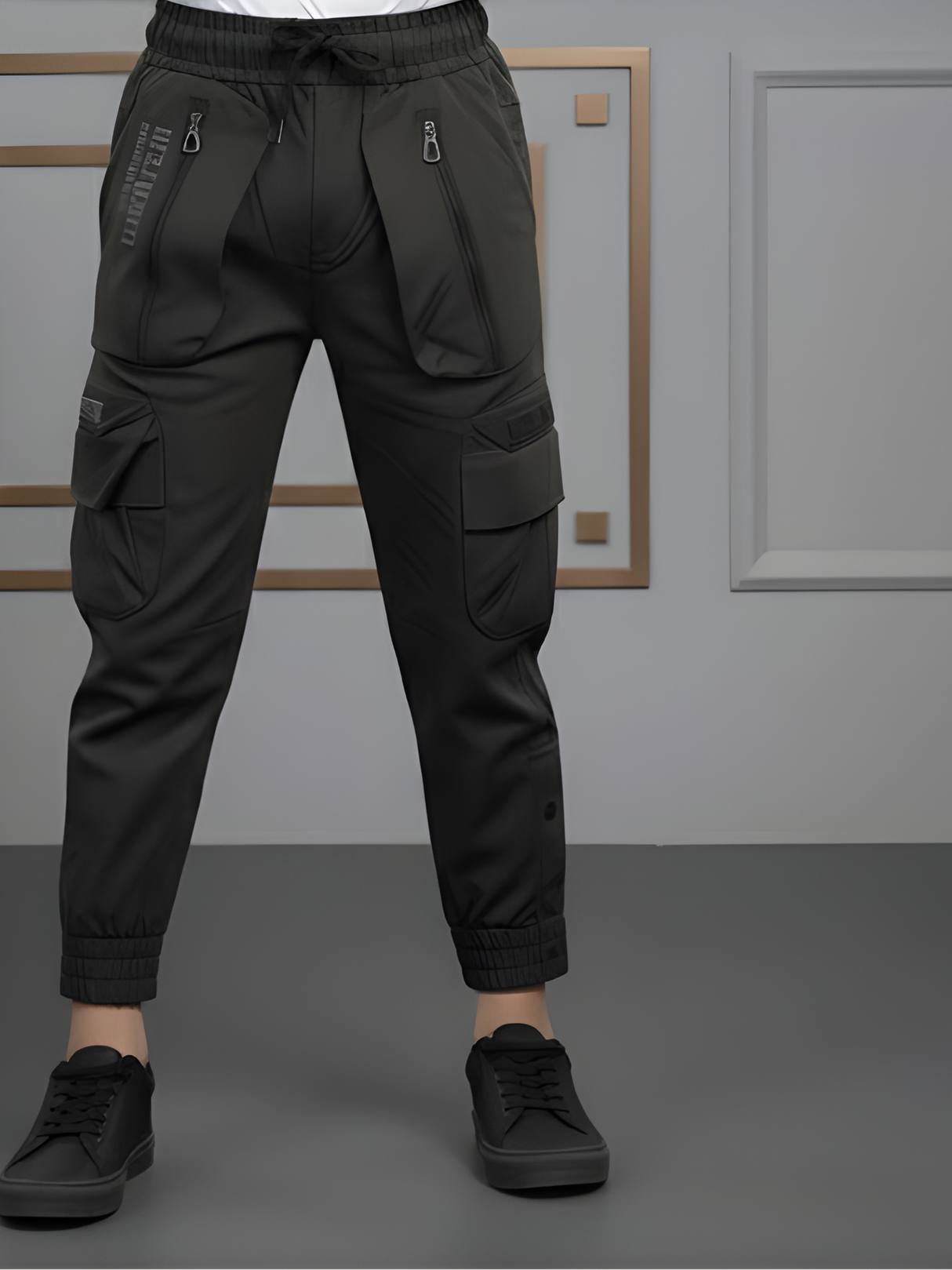 Boys' Urban Edge Black Multi-Pocket Tactical Cargo Track Pants