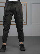 Boys' Urban Edge Black Multi-Pocket Tactical Cargo Track Pants