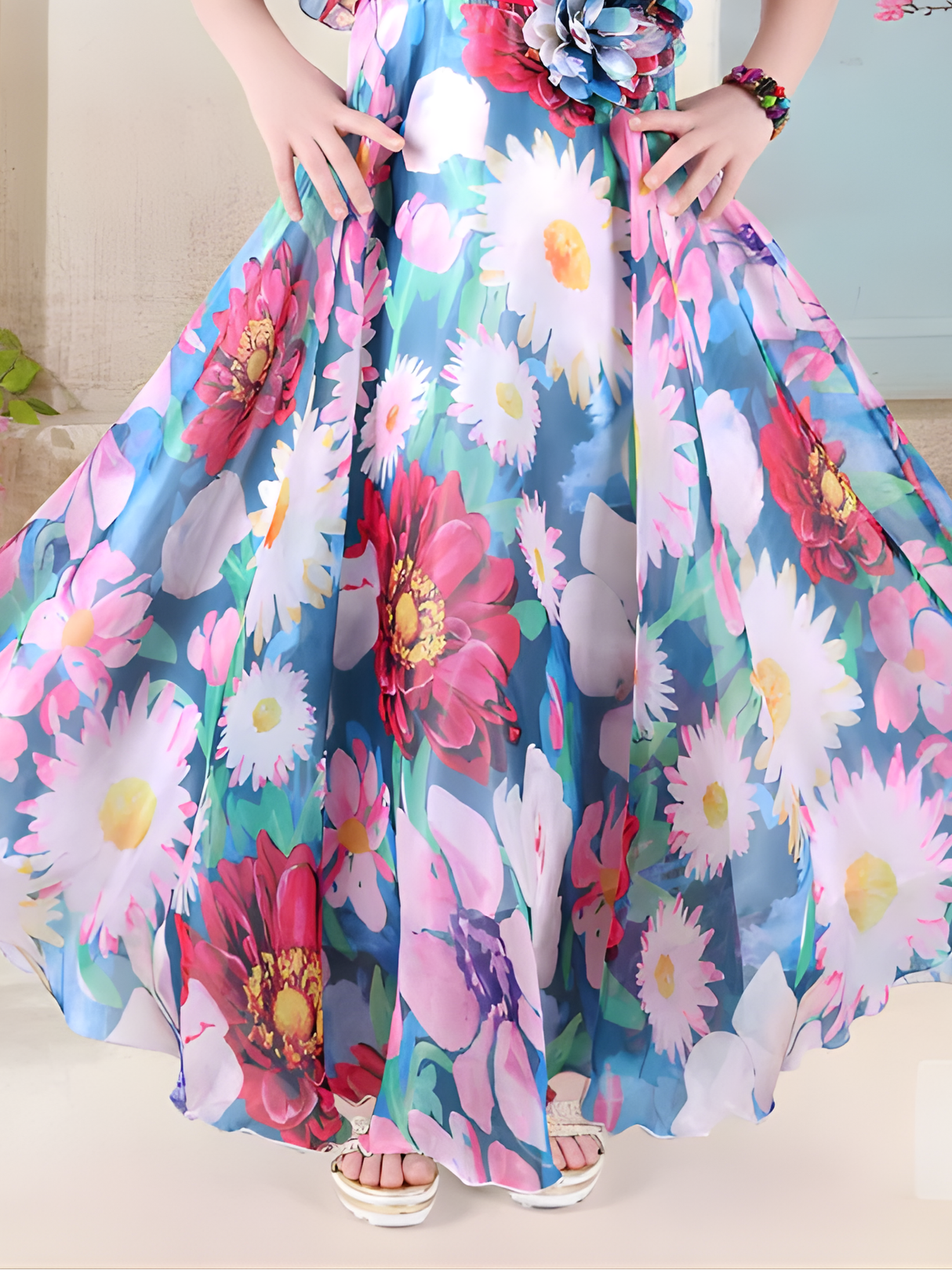Vivid Garden Floral Western Gown