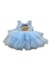 Baby Girl Blue Rainbow Party Dress – Sleeveless with Pearl & Sequin Embellishments