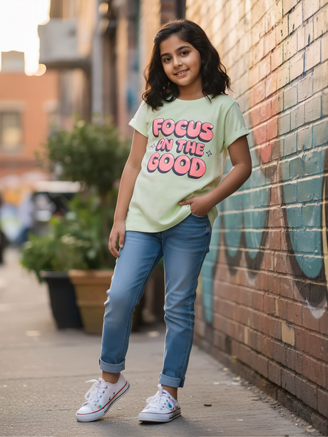 Girls' "Focus on the Good" Graphic Print Top
