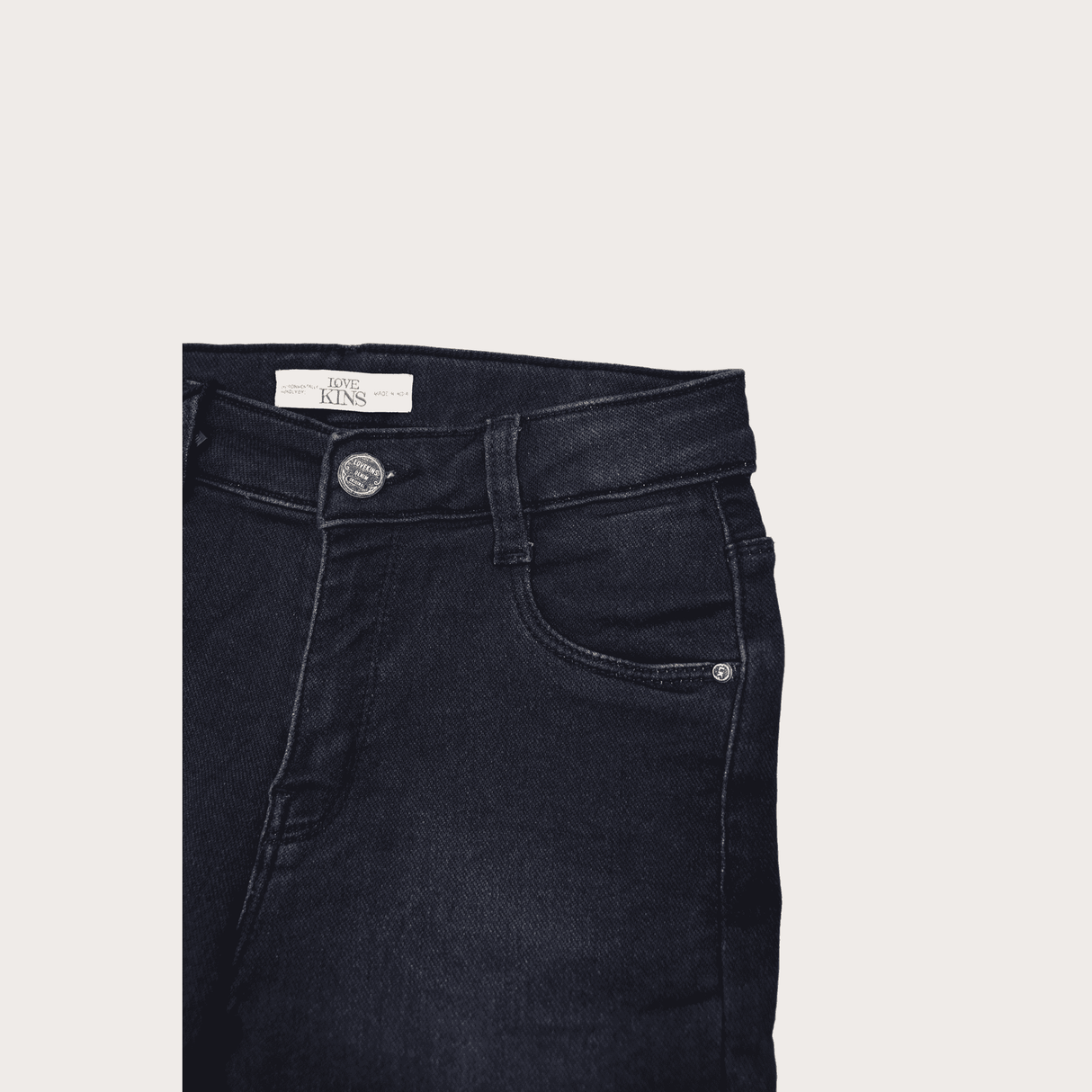 Girls Casual Plain Jeans Shorts Fixed Waist - Navy Blue