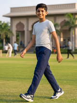 Boys' Premium Cotton Straight-Leg Pants - Deep Blue