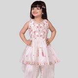Girls Traditional Sleeves Less Dhoti Set - Cream